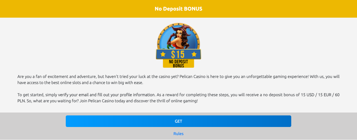 No deposit bonus Pelican